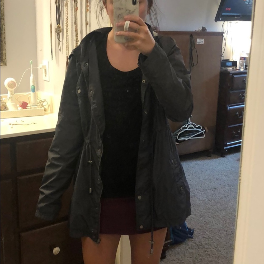 Hooded water resistant bomber jacket